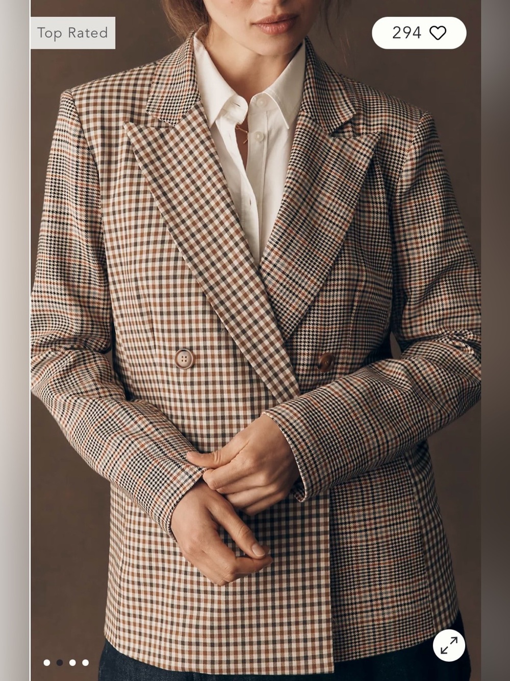 Maeve/Anthropologie Multi Print Houndstooth Blazer in Multi Plaid Size MP. NWT
